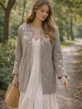 Embroidered Floral Jacket | Boho Cottagecore Neutral Anthropologie Style